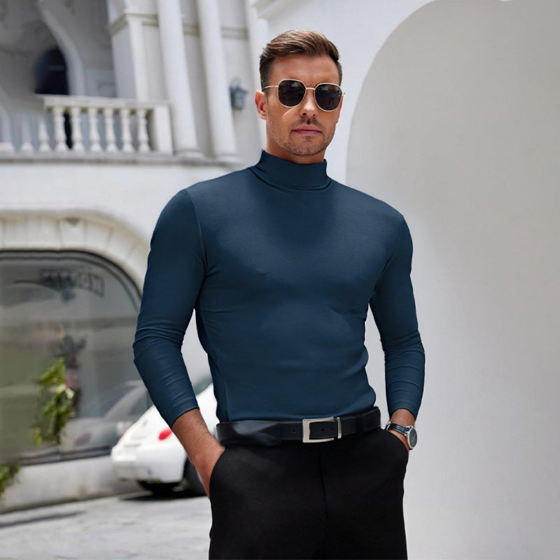 Herren Rollkragenpullover Slim Fit Langarm