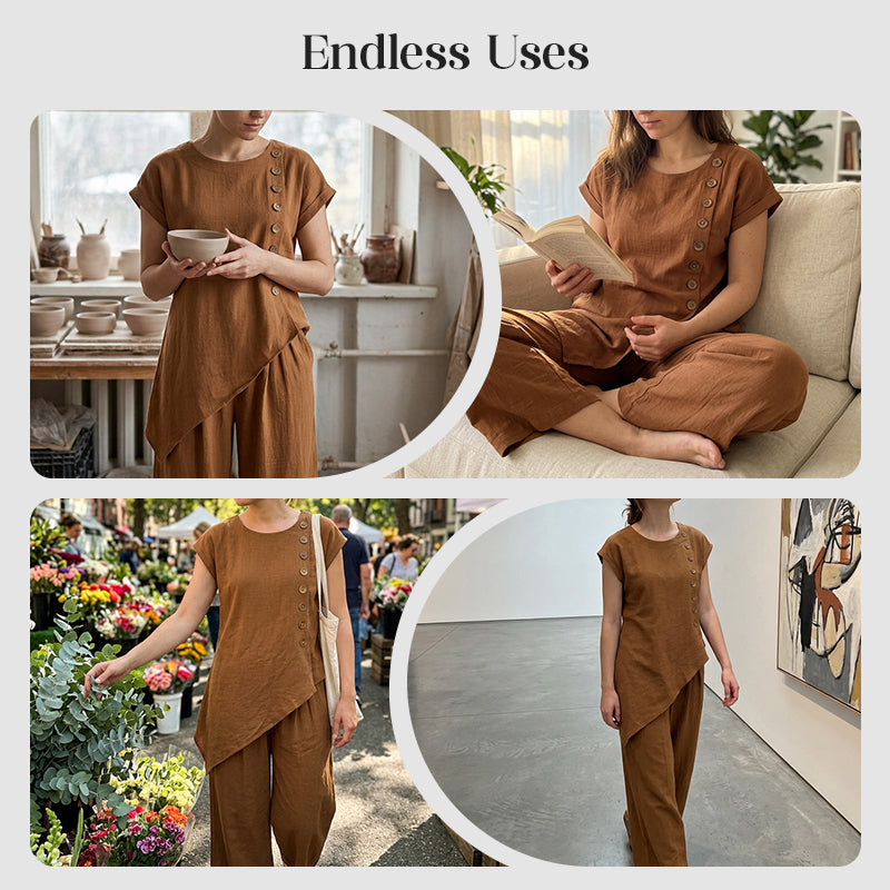 Asymmetrisches Urban-Top und weite Hose