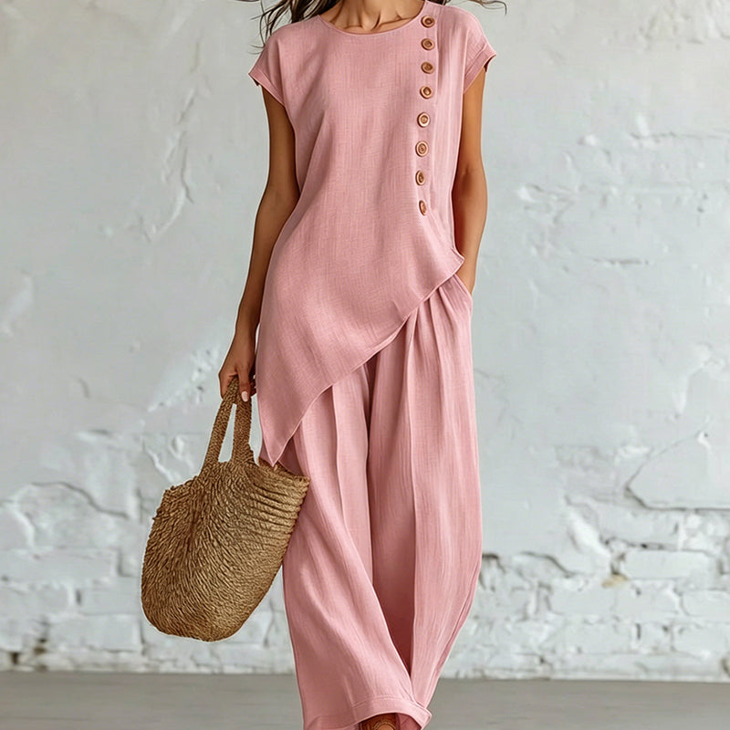 Asymmetrisches Urban-Top und weite Hose