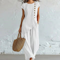 Asymmetrisches Urban-Top und weite Hose